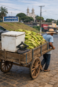 CARROÇA CARREGADA DE MILHO, FREEZER E MACACO É FURTADA EM JARAGUÁ MESMO SEM TER CAVALO