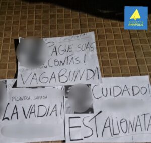 MULHER DENUNCIA AMEAÇAS E CARTAZES COM ACUSAÇÕES DE “GOLPISTA” APÓS ATRASO EM ALUGUEL, EM ANÁPOLIS